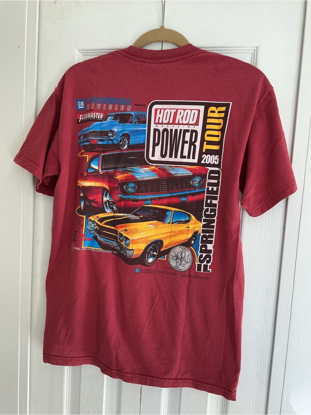 Hot Rod Power Tour 2005 Springfield IL T-Shirt Mens Vintage Car Event Tee Red